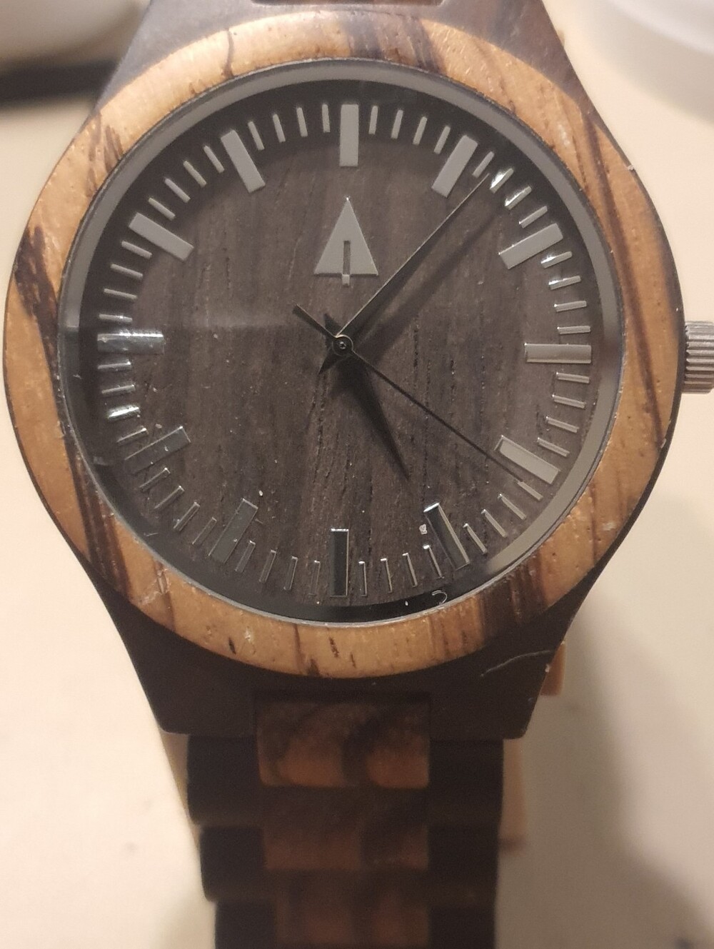 Treehut Zebrawood & Ebony Wood Men's Watch w/Engraving On The Back